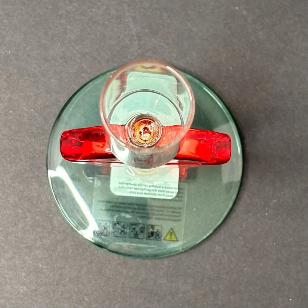 NWT Anthropologie Ceci Glass Candle Holder With Red Lips 5.25”